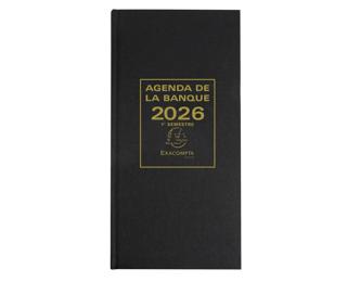 Agenda de bureau Banquier long Euro et cents 16 x 34 cm Journalier 2 volumes 2026 - Noir