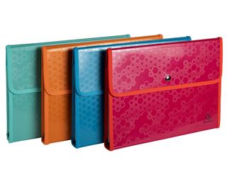 Konferenzmappe A4, Recycling-PP, 6 Fächer, Maïa - Farben sortiert