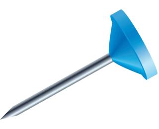 Blisterbox mit 100 Stück Flachkopfnadeln, Ø5mm, Spitze 8mm 