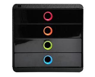 Module de classement Pop-Box 4 tiroirs Black Office - Noir/arlequin