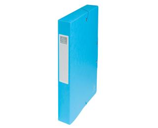 Archivbox aus Colorspan-Karton 600g, Rückenbreite 25mm, Gummizuverschluss, Rückenetikett, 25x33cm für DIN A4 - Türkis