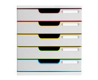 Module de classement Modulo Black Office 5 tiroirs fermés - Blanc/arlequin