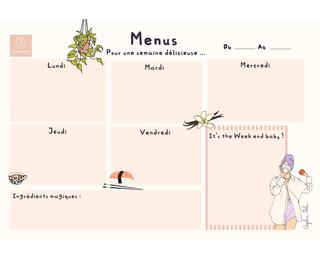 Hebdo Planner Angéline Melin Menu 26,5 x 18 cm 