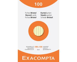 Étui de 100 fiches - bristol quadrillé 5x5 non perforé 100x150mm - Couleurs assorties