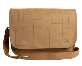 Tasche aus Papier in Lederoptik, 39x27x13cm, Eterneco - Braun geometrische Motive