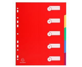 Intercalaires polypropylène opaque semi rigide 5 positions - A4 maxi