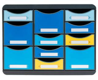 Schubladenbox STORE BOX MULTI, 11 offene Schubladen, Bee Blue - Farben sortiert