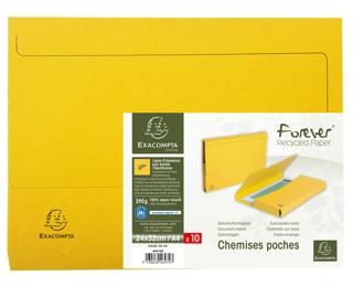 Paquet de 10 chemises poche coloris vifs Forever - 24x32cm - Jaune