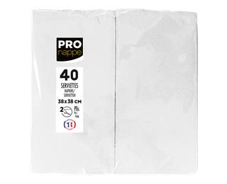 Paquet de 40 serviettes micro gaufrées ouate 2 plis - pliées 1/8 