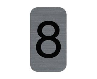 Plaque adhésive imitation Aluminium Chiffre 8 2,5x4,4 cm - Gris