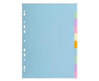 Intercalaires carte pastel 170g Forever 10 positions - A4 - Couleurs assorties