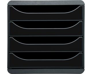 Module de classement Big Box 4 tiroirs Glossy - Noir brillant