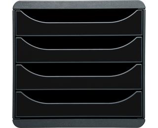 Module de classement Big Box 4 tiroirs Glossy - Noir brillant