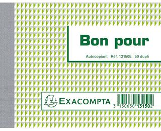 Doorschrijfboekje Bon pour 10,5x13,5cm - 50 blad duplo - onder krimpfolie per 5