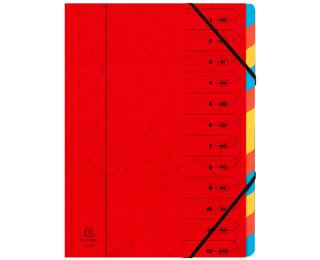 Cartella con punti metallici e divisori, chiusura con elastici angolari, interno colorato, 12 scomparti - A4 - Rosso