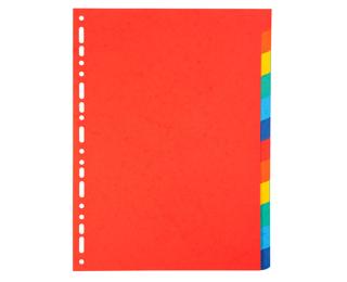 Divisori neutri 12 tasti cartoncino riciclato colori A4 220g/mq - A4 - Colori assortiti