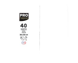 Paquet de 40 serviettes micro gaufrées ouate 2 plis - pliées 1/8 - Blanc