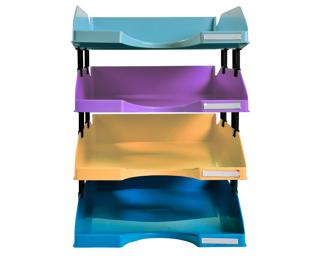 Set mit 4 Briefablagen COMBO MIDI, 346x254x243 mm, Serie Forever Young - Farben sortiert