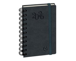 Agenda de poche Journal 15S Quadrillé Swan spiralé 9 x 14,6 cm Janvier à décembre 2026 - Gris