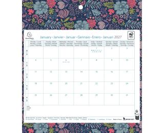 Calendrier mensuel EasyCal Mini Labo avec feuillets détachables 24 x 18 cm agrafé sur plaque cartonnée imprimée 27,5 x 30,5 cm 2027 - Visuels assortis