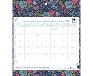 Calendrier mensuel EasyCal Mini Labo avec feuillets détachables 24 x 18 cm agrafé sur plaque cartonnée imprimée 27,5 x 30,5 cm 2027 - Visuels assortis