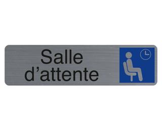 Plaque adhésive imitation aluminium Salle d'attente 16,5X4,4 cm - Gris