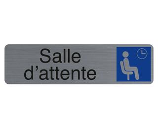 Plaque adhésive imitation aluminium Salle d'attente 16,5X4,4 cm - Gris