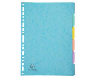 Intercalaires carte lustrée 400g/m2 Aquarel 6 positions - A4 - Couleurs assorties