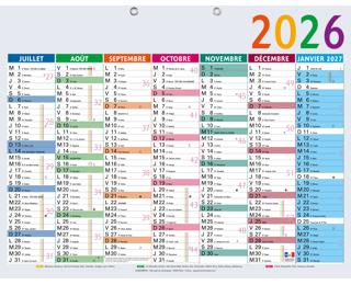 Calendrier Multicolore 43 x 33,5 cm Semestriel 2026 - Multicolore