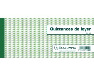 Carnet à souche "Quittances de loyer" 50 feuillets - Format horizontal de la quittance : 10,1x16,5 cm