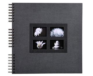 Fotoalbum PASSION - spiraalgebonden- 60 zwarte bladen - 32x32cm - Zwart