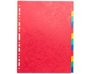Intercalaires carte lustrée 225g 12 positions - format 24x32cm - Couleurs assorties