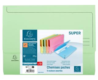 Paquet de 10 chemises poche SUPER 210 - 24,5x32,5cm 