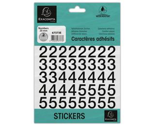 Pack of adhesive numbers 0-9 Black 20 mm 