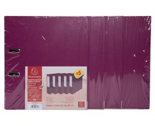 Exacompta, Set mit 5 Ordnern A4, PP, Rückenbreite 80mm, Prem'Touch-Mechanik - Fuchsia