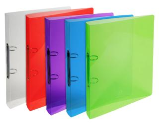 Ring binder 4 rings of 20mm Crystal Colours polypropylene - A4 size - Assorted colours