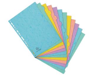 Intercalaires carte lustrée 400g/m2 Aquarel 12 positions - A4 - Couleurs assorties