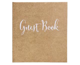 Guest book 140p gold 21x19 English kraft - Brown kraft