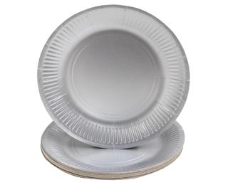 Runde Pappteller, 10 Stück, Ø 23 cm, 100% plastikfrei, festliche Kollektion - Silber