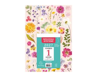 Bloc éphéméride neutre Chemin des Marrettes (9,8 x 13,4 cm) sur plaque illustrée 18 x 26 cm 2027 Fleurs - Visuels assortis