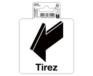 Panneau PVC adhésif antidérapant flèches tirez 10 cm - Noir