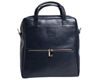 Exactive Leather Computer Backpack - Navy blue