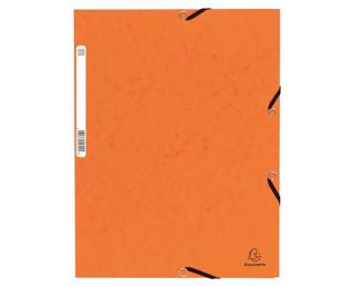 3-flap folder with elastic straps 355 gsm hard glazed mottled pressboard - A4 size - Orange