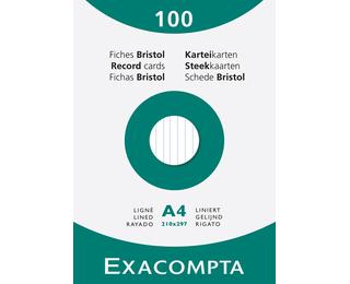 etui 100 steekkaarten bristol - gelijnd niet geperforeerd 210x297mm 