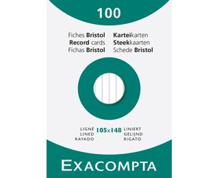 Étui de 100 fiches - bristol blanc ligné non perforé 105x148mm 