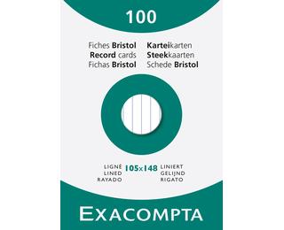 Étui de 100 fiches - bristol blanc ligné non perforé 105x148mm 