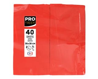 Pack of 40 Micro-Embossed 1/8 Wadded Napkings, 38x38cm. - Red