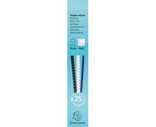 Boite 25 reliures spirales plastique 10mm - Blanc