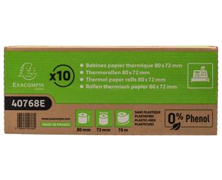 Bobine pour tickets de caisse 80x72mm - 76m - 1 pli thermique 48g/m2 sans phénol et sans plastique