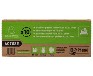 Bobine pour tickets de caisse 80x72mm - 76m - 1 pli thermique 48g/m2 sans phénol et sans plastique - Blanc